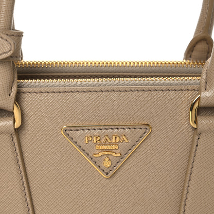 Prada Saffiano Lux Mini Galleria Double Zip Tote Sabbia 7 of 10