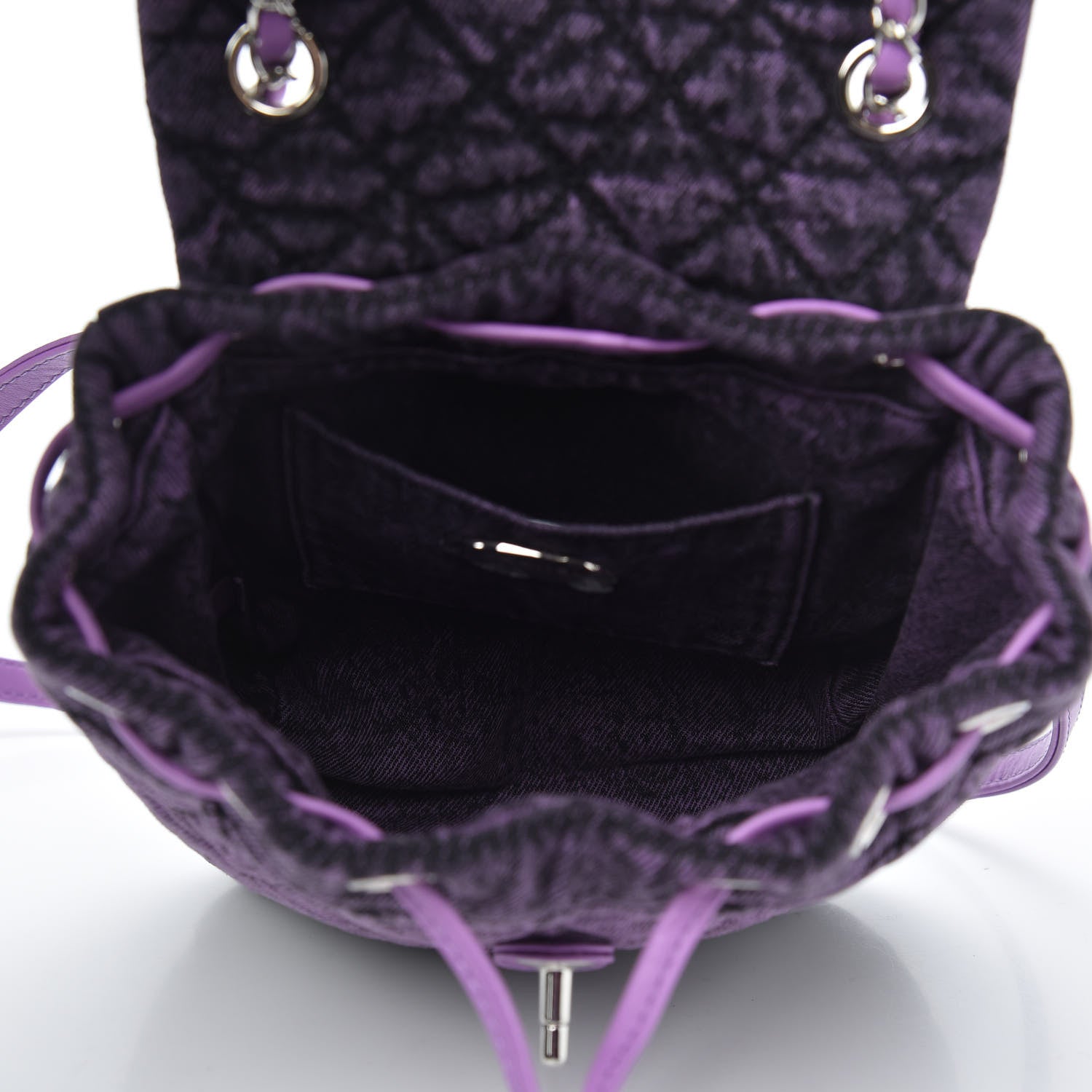 Chanel Washed Denim Quilted Denimpression Backpack Violet Purple Black 5 of 9