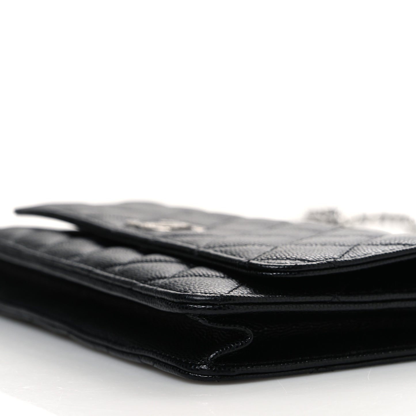 Caviar Quilted Coco Chanel Logo Clutch With Chain Flap Black