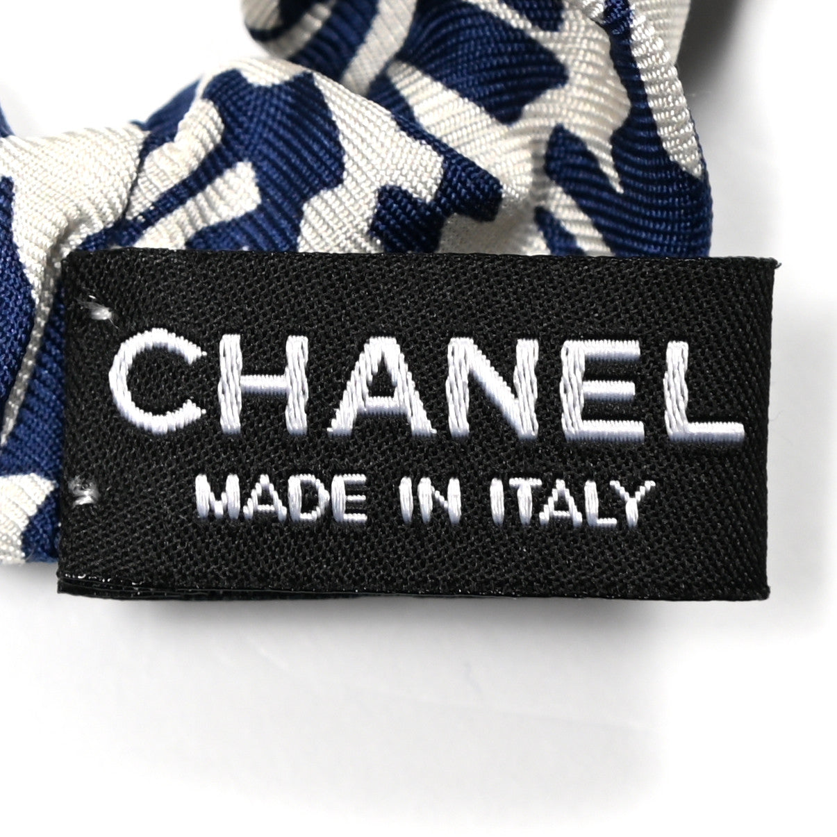 Chanel Silk CC Scrunchie and Scarf Hair Tie Set White Blue 5 of 5