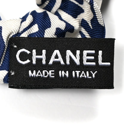 Chanel Silk CC Scrunchie and Scarf Hair Tie Set White Blue 5 of 5