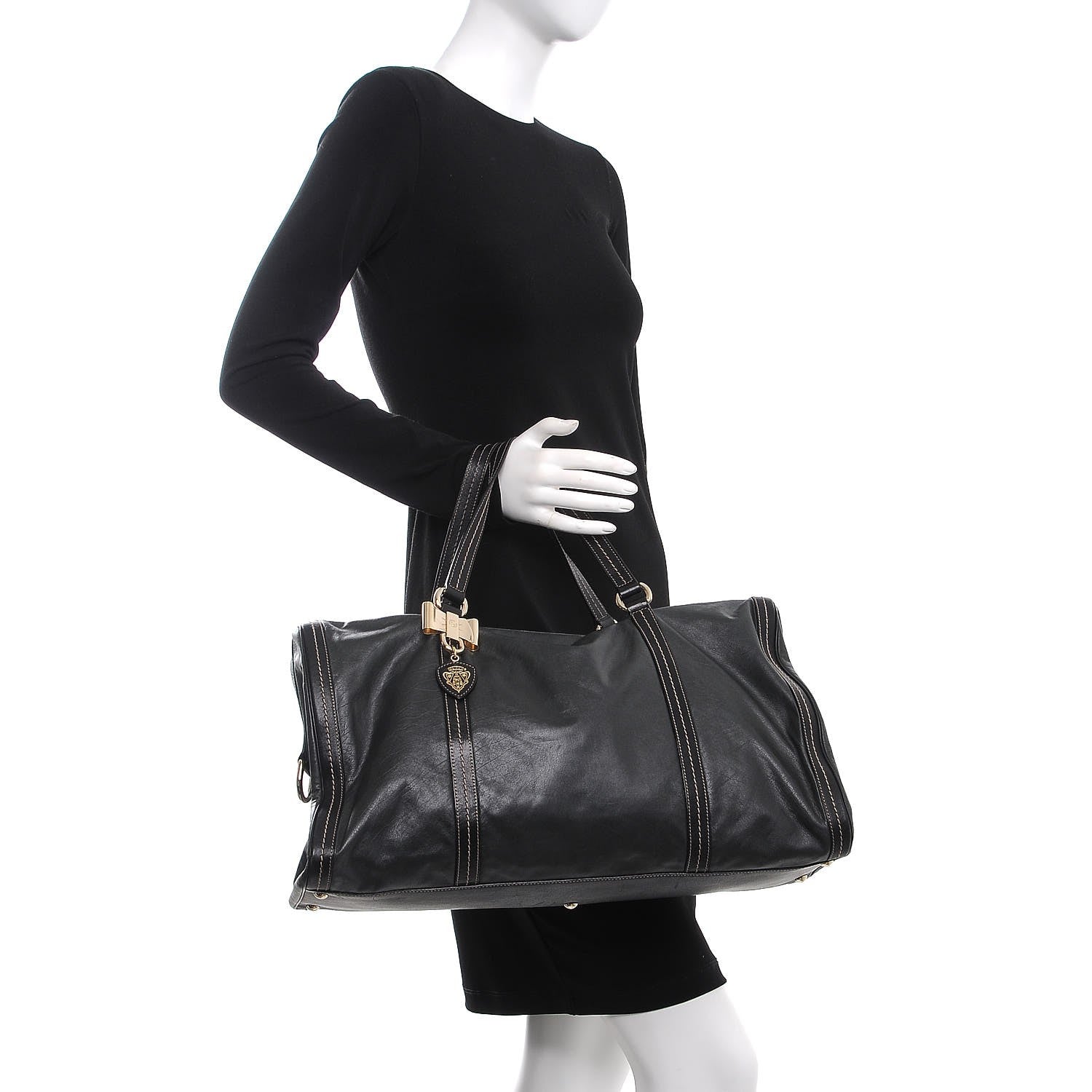 Gucci Calfskin Duchessa Large Boston Tote Bag Black 2 of 7