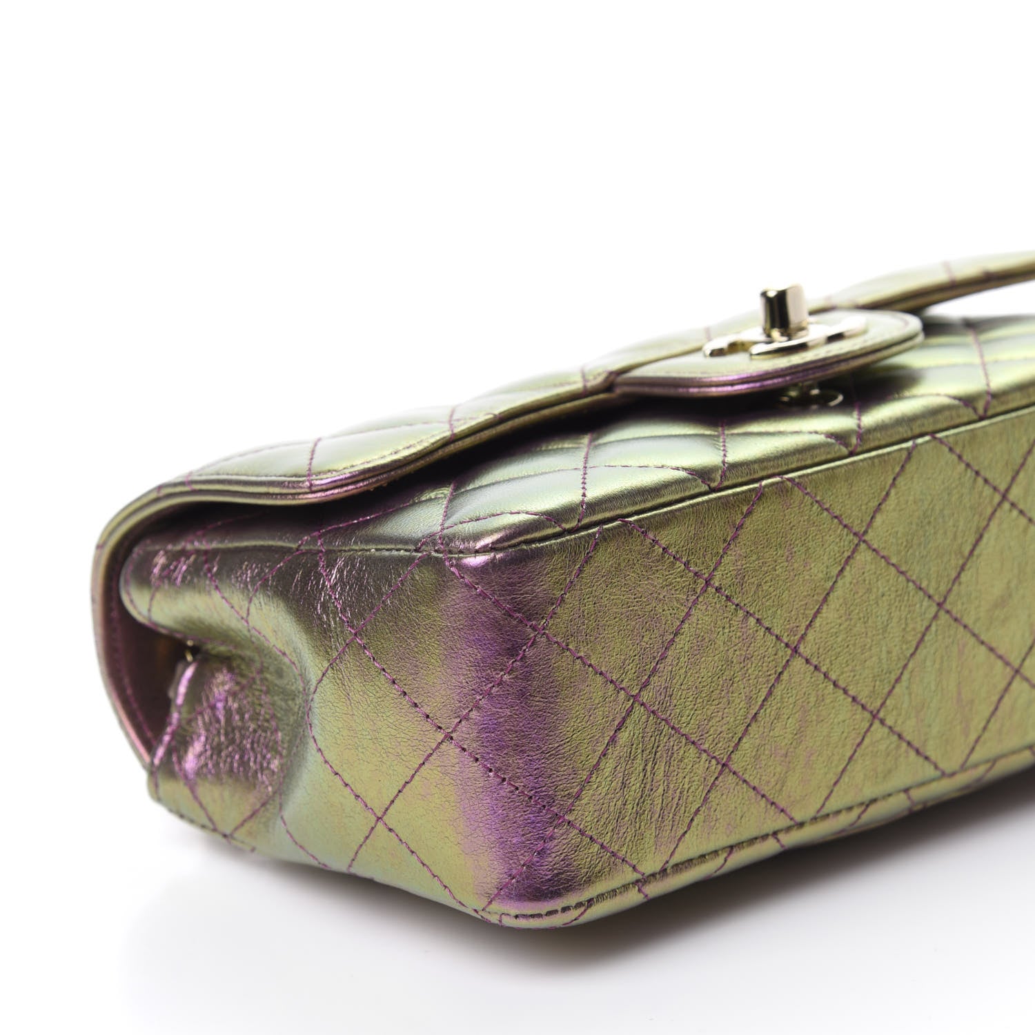 Chanel Iridescent Lambskin Quilted Mini Rectangular Flap Purple 6 of 10