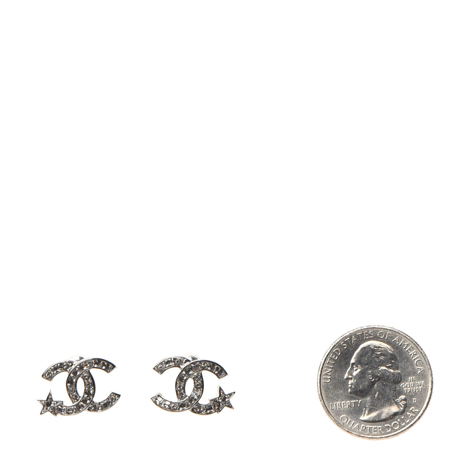 Chanel Crystal CC Starfall Earrings Silver 2 of 5