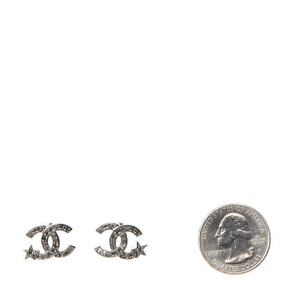 Chanel Crystal CC Starfall Earrings Silver 2 of 5