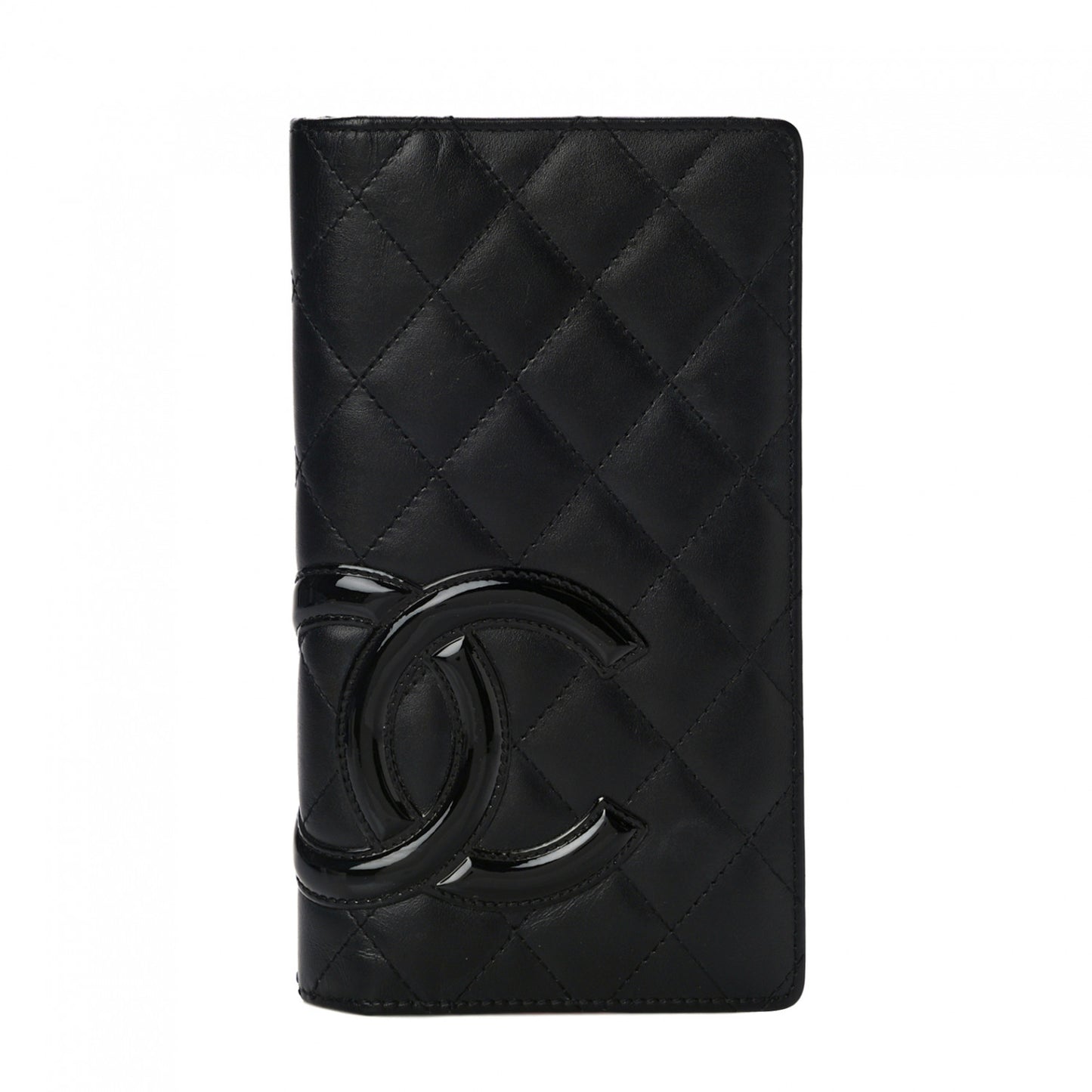 Calfskin Quilted Cambon Yen Wallet Black