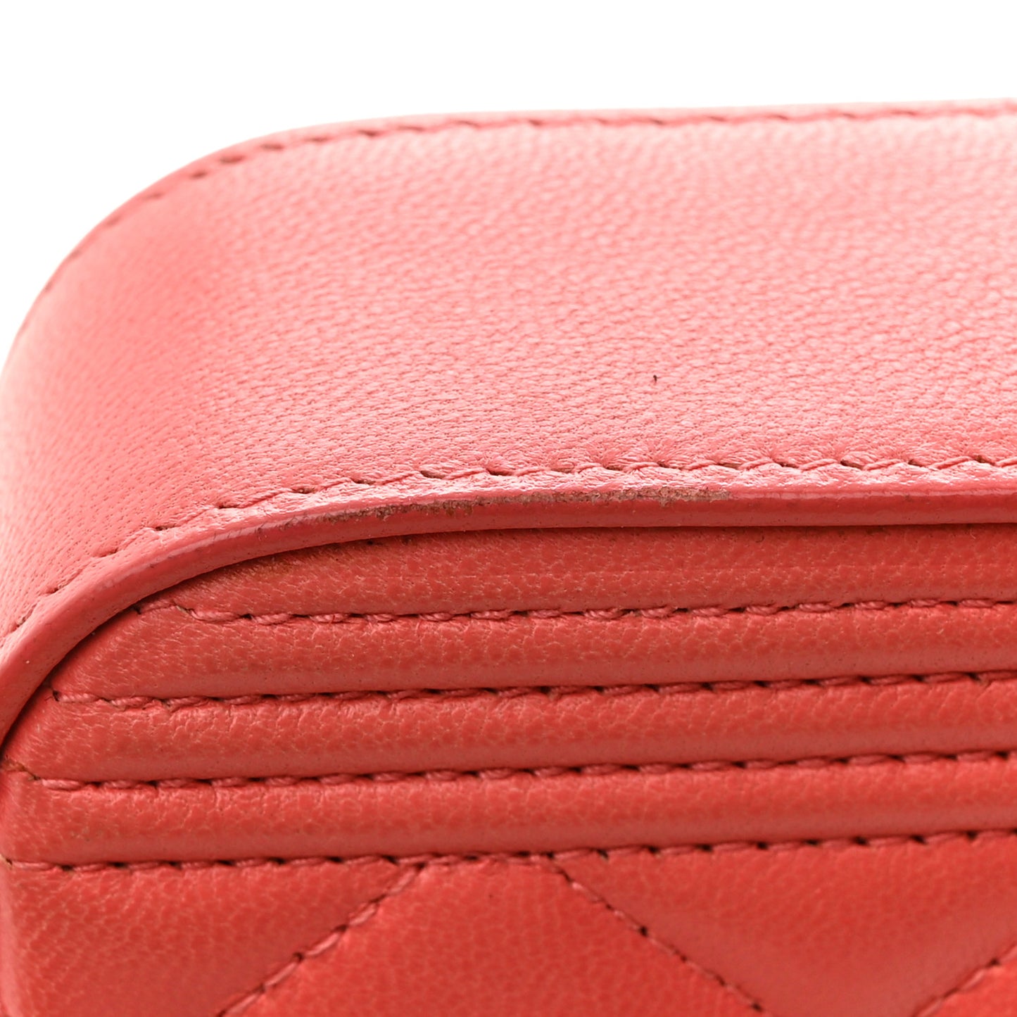 Lambskin Quilted Small Boy Clutch With Chain Coral
