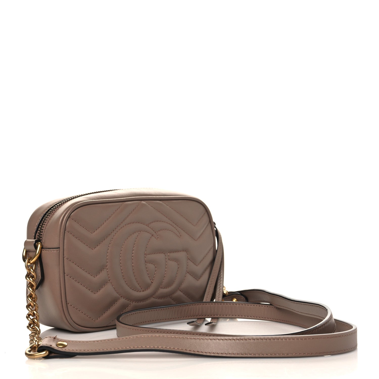 Gucci Calfskin Matelasse Mini GG Marmont Chain Shoulder Bag Porcelain Rose 3 of 7