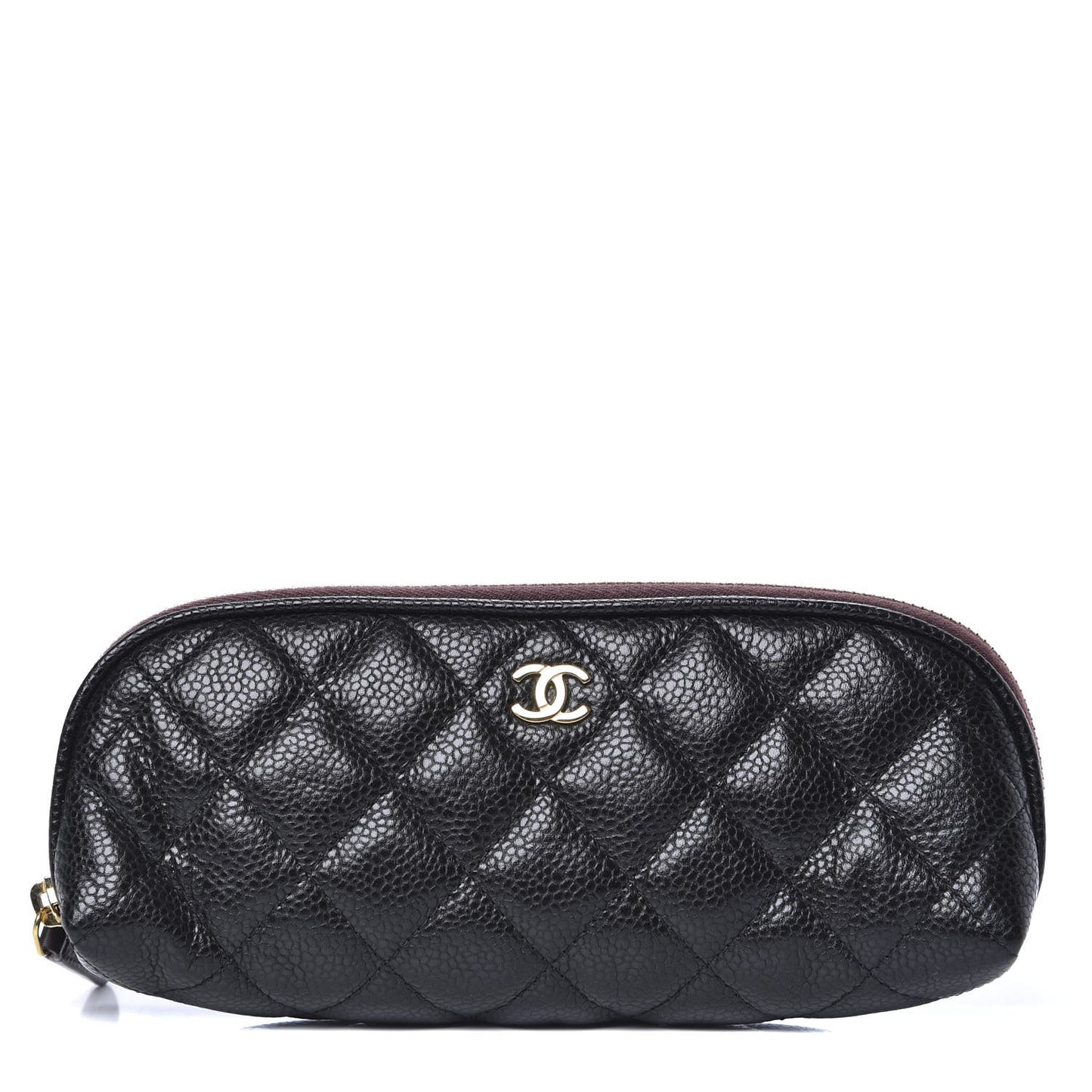 Caviar Quilted Long Cosmetic Case Black