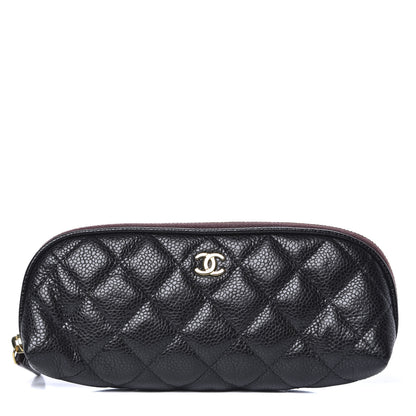 Chanel Caviar Quilted Long Cosmetic Case Black 1 of 9