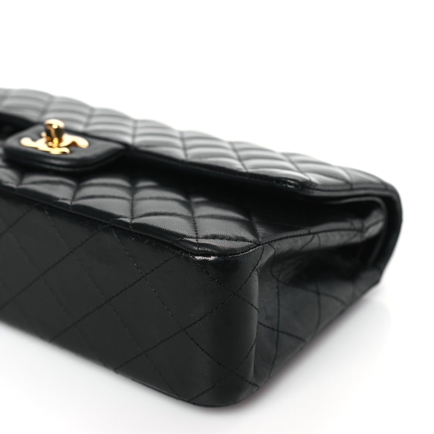 Lambskin Quilted Medium Double Flap Black
