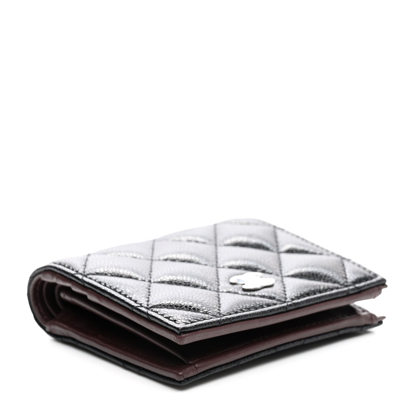 Caviar Quilted Compact Bifold Wallet Black