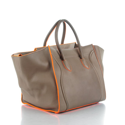 Celine Supple Calfskin Medium Phantom Luggage Grey Orange 3 of 9