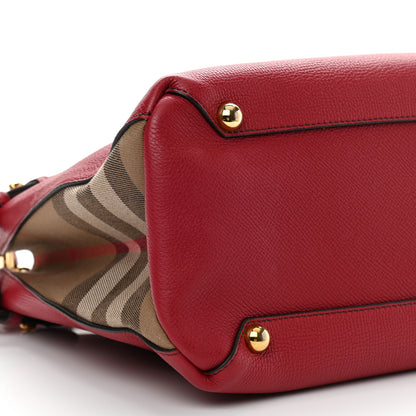 Burberry Grainy Calfskin House Check Medium Banner Tote Red 12 of 15
