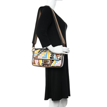 Fendi X SARA COLEMAN Canvas Vitello King Seta FF Fish Eye Embroidered Baguette Grezzo Multicolor Ghianda 2 of 9
