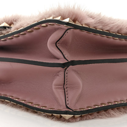 Valentino Garavani Mink Fur Rockstud Shoulder Bag Antique Rose 8 of 10