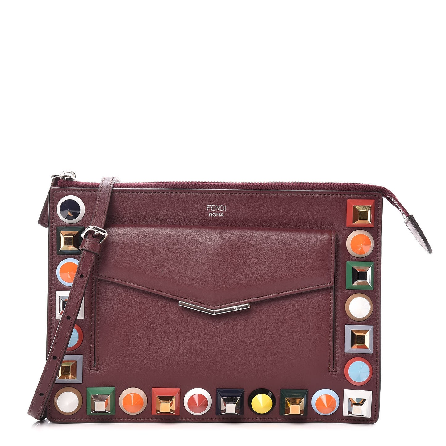 Vitello Dolce Studded Mini 2Jours Pouch Bordeaux Multicolor
