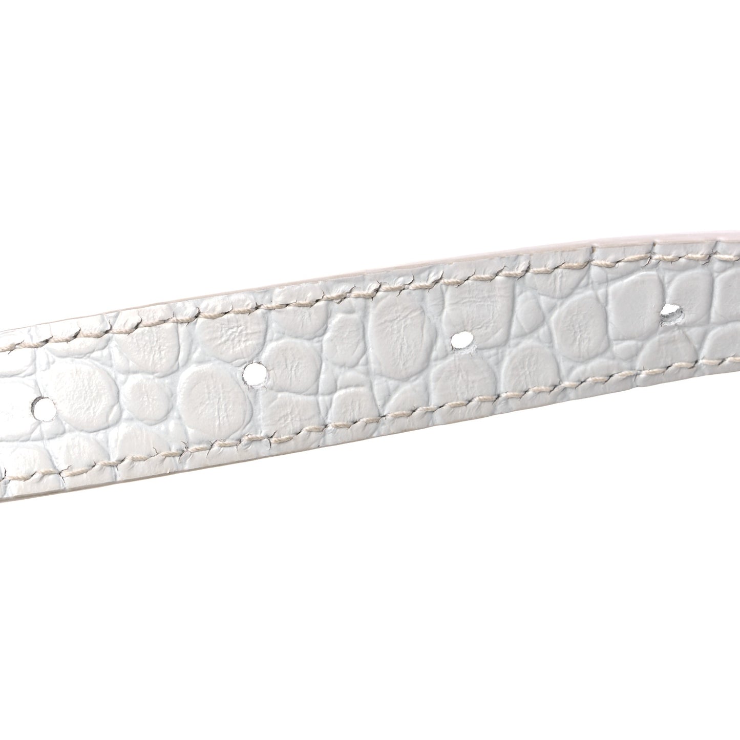 Shiny Calfskin Crocodile Embossed Small Hourglass Sling Shoulder Bag White