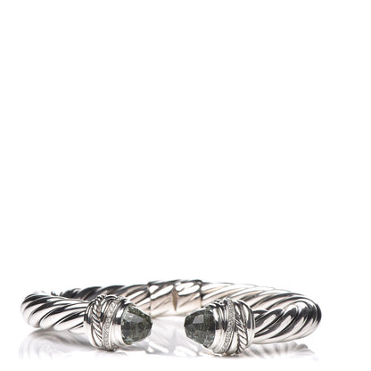 David Yurman Sterling Silver Diamond Prasiolite 8.5mm Crossover Hinge Bracelet 1 of 5