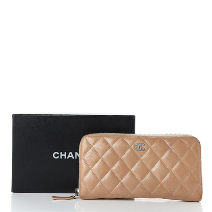 Chanel Pearly Caviar Quilted Large Gusset Zip Around Wallet Gold 11 of 11