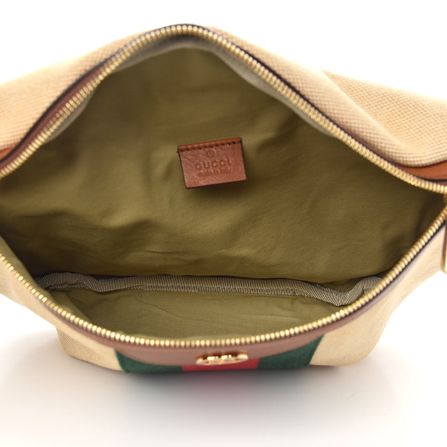 Vintage Canvas Web Belt Bag Sand Cuir