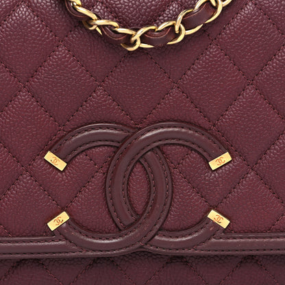 Chanel Caviar Quilted Medium CC Filigree Flap Burgundy 8 of 10
