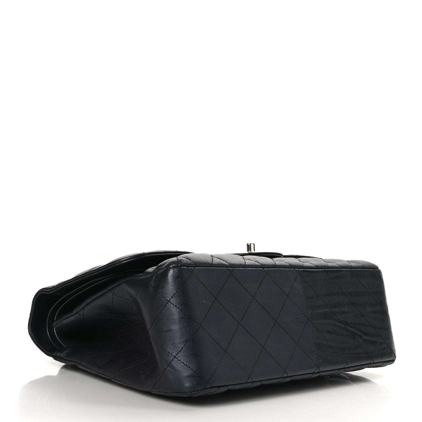 Iridescent Calfskin Quilted Jumbo Double Flap Charcoal