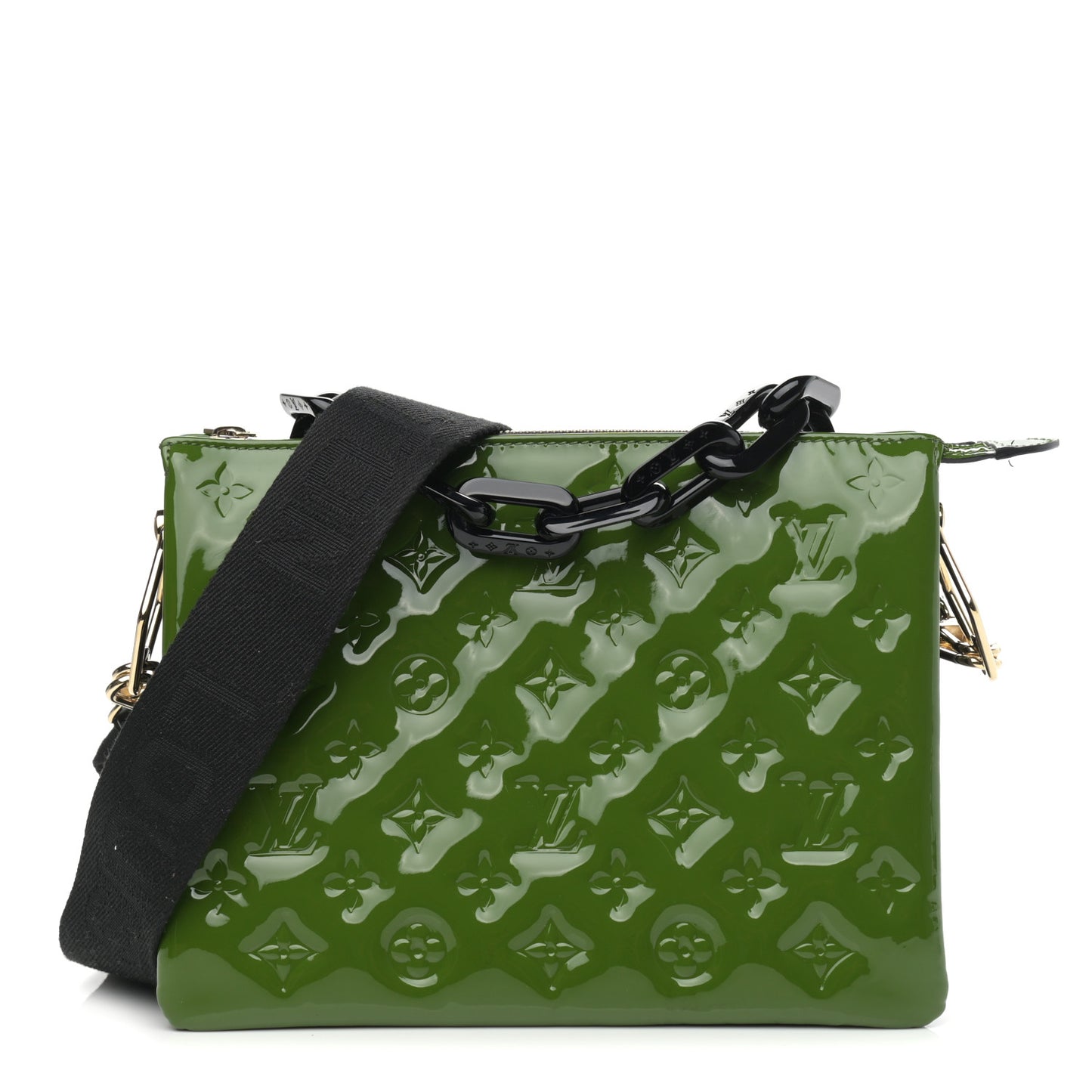 Patent Embossed Monogram Coussin PM Green Black