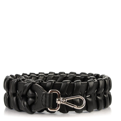 Fendi Vitello Dolce Shiny Nappa Lace Up Strap You Black 1 of 4
