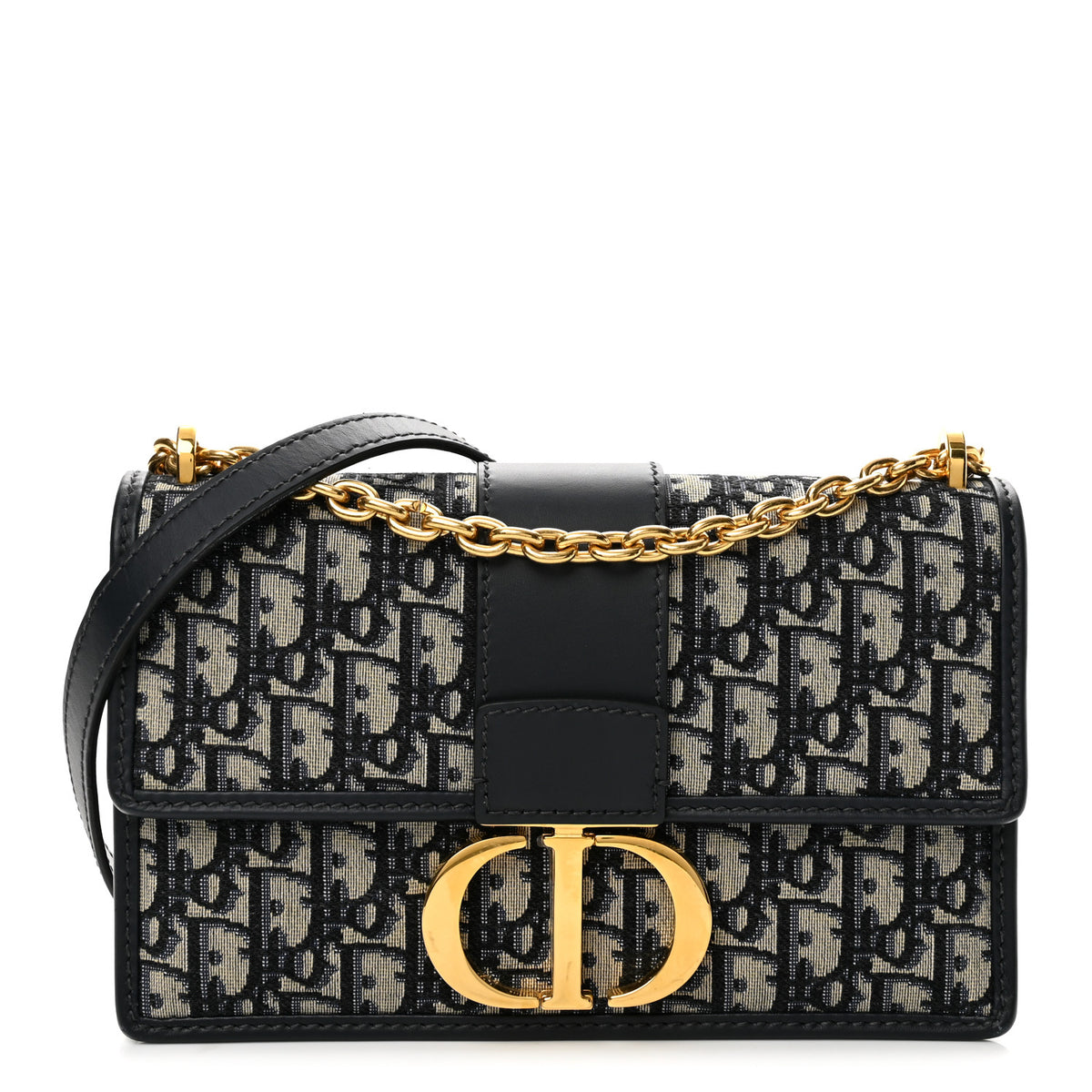 Christian Dior Oblique 30 Montaigne Chain Flap Bag Blue 1 of 13