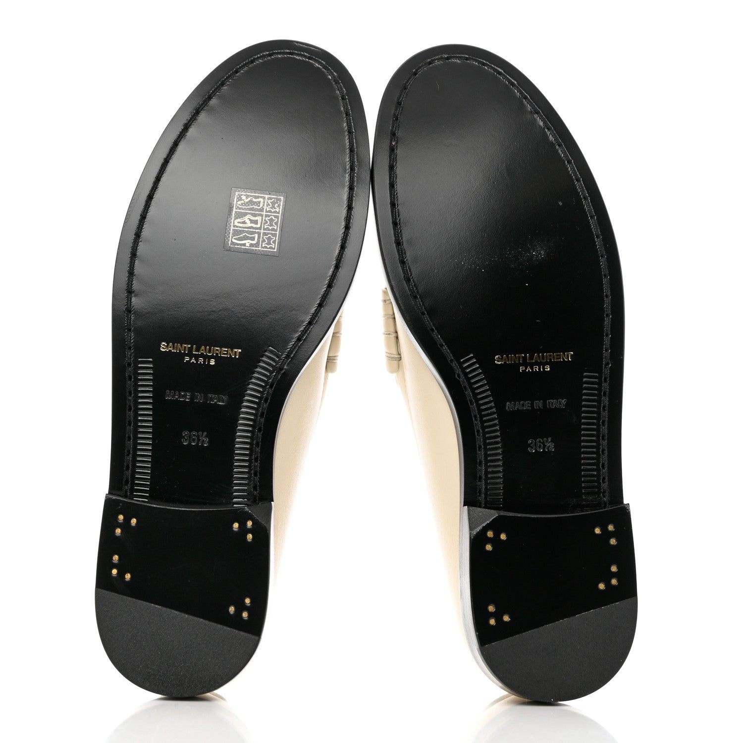 Saint Laurent Calfskin Penny Loafers 36.5 Pearl 5 of 9