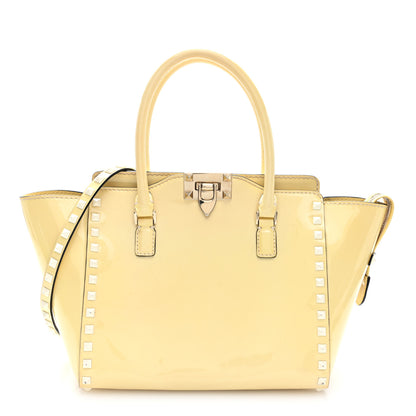 Valentino Garavani Patent Small Rockstud Double Handle Tote Ivory 1 of 9