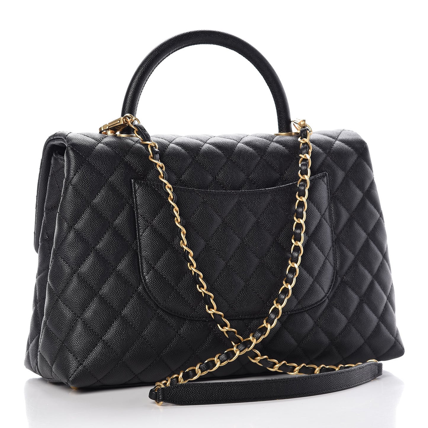 Caviar Quilted Medium Coco Handle Flap Black