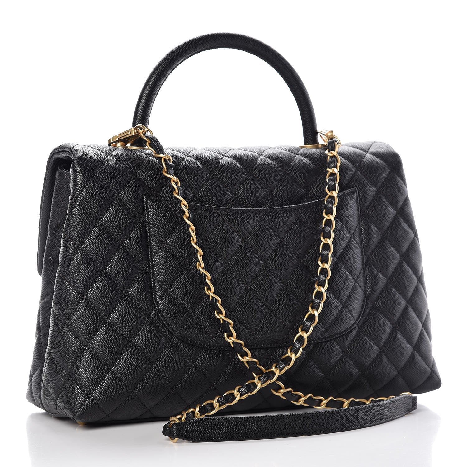 Chanel Caviar Quilted Medium Coco Handle Flap Black 3 of 8