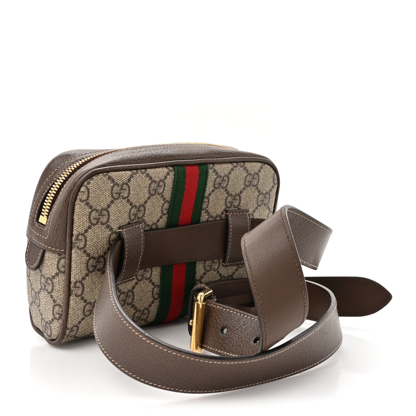 GG Supreme Monogram Web Small Ophidia Belt Bag 95 38 Dark Brown