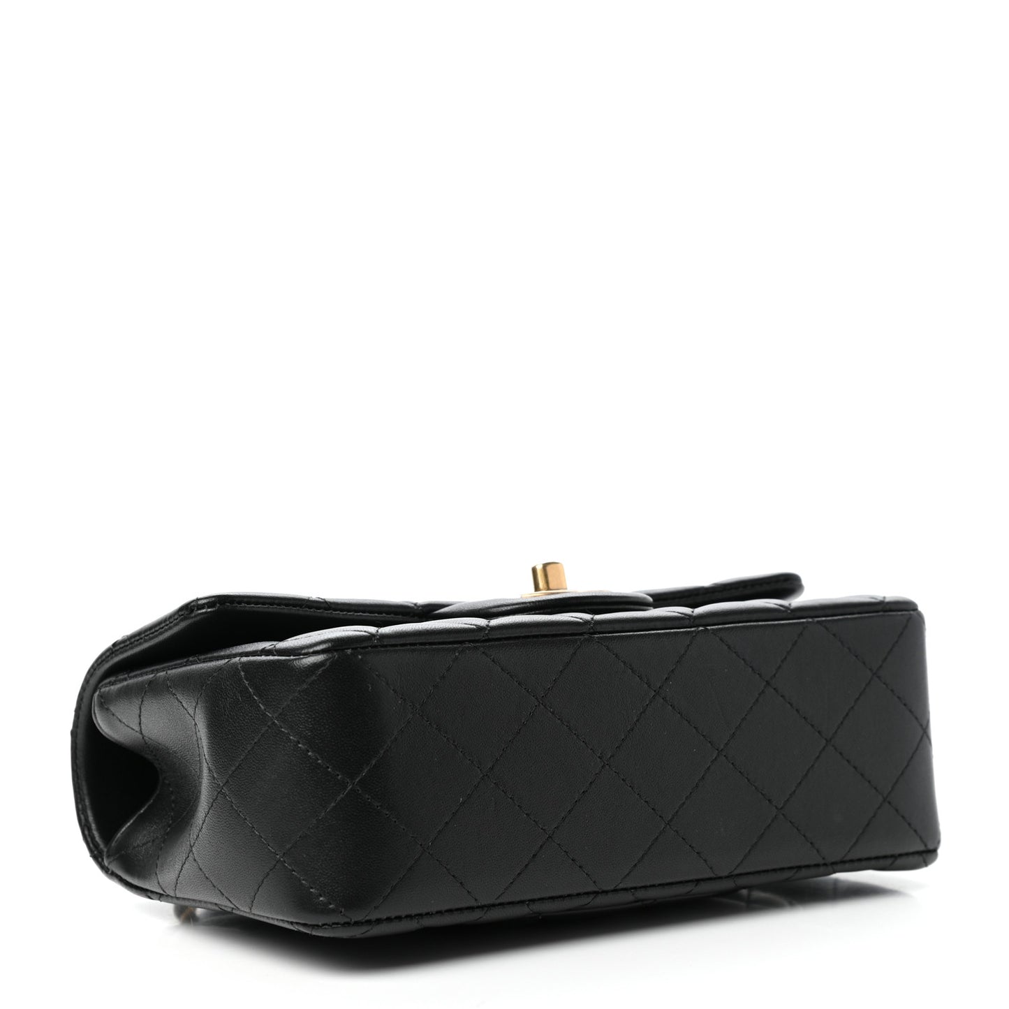 Lambskin Quilted Mini Top Handle Rectangular Flap Black