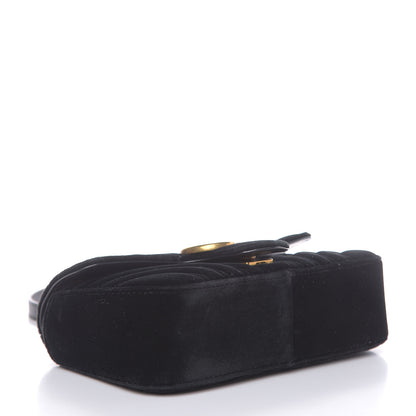 Gucci Velvet Matelasse Mini GG Marmont Shoulder Bag Black 4 of 12