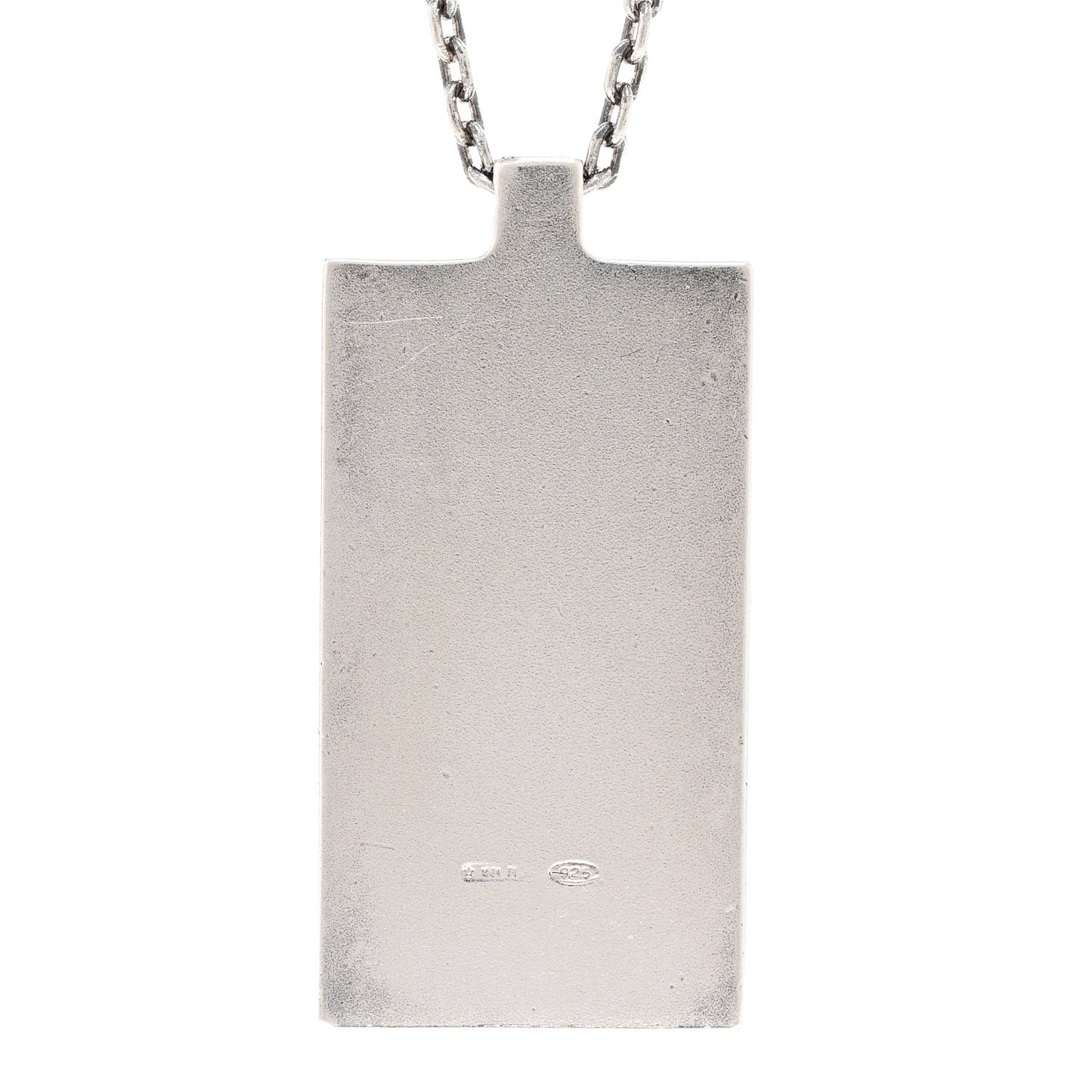 Sterling Silver Logo Rectangle Pendant Necklace