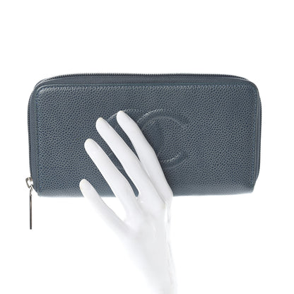 Chanel Caviar Large CC Timeless Zip Around Wallet Blue 2 of 8