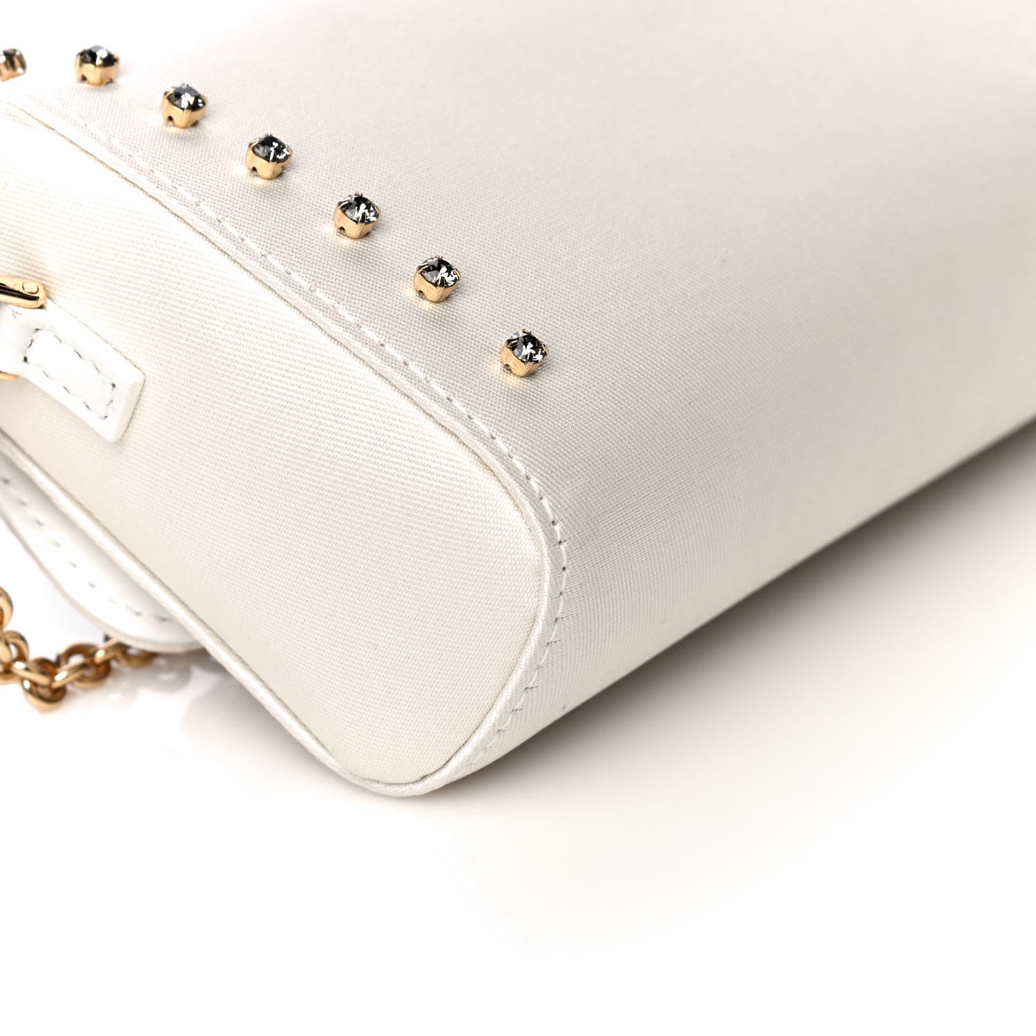 Dolce & Gabbana Canvas Crystal Embellished Childrens Bow Chain Clutch White 12 of 12
