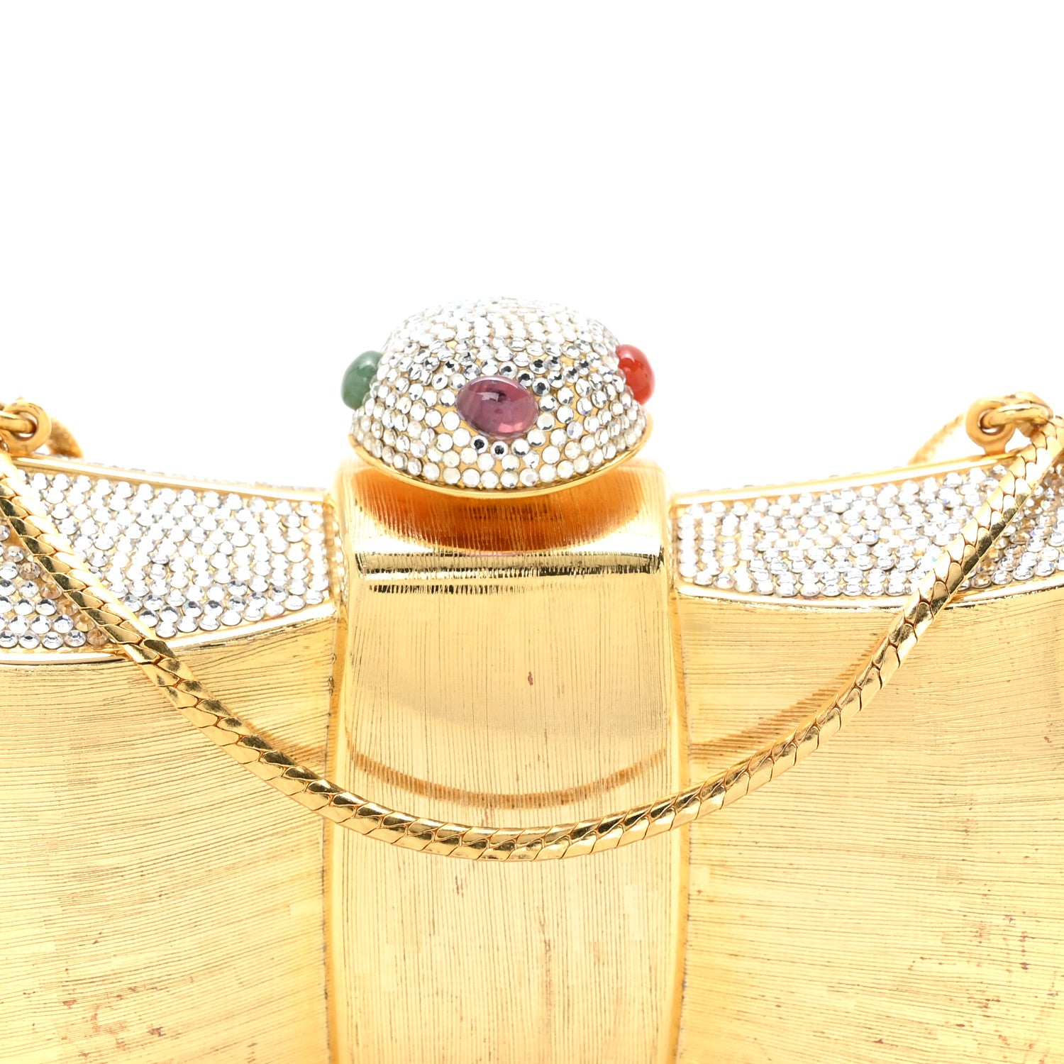 Judith Leiber Crystal Bow Minaudiere Clutch Gold 9 of 13