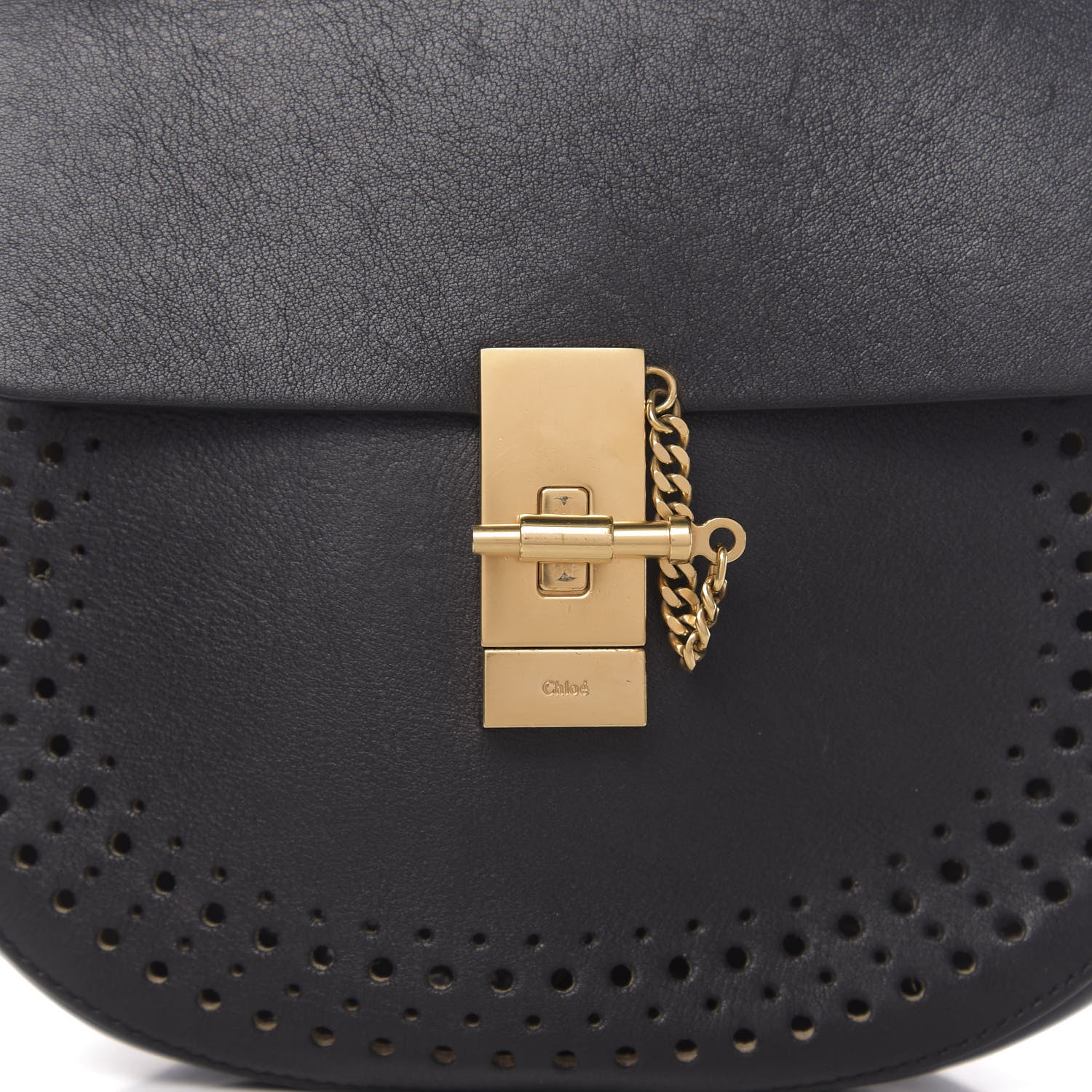 Chloe Calfskin Perforated Drew Shoulder Bag Black 18 of 20