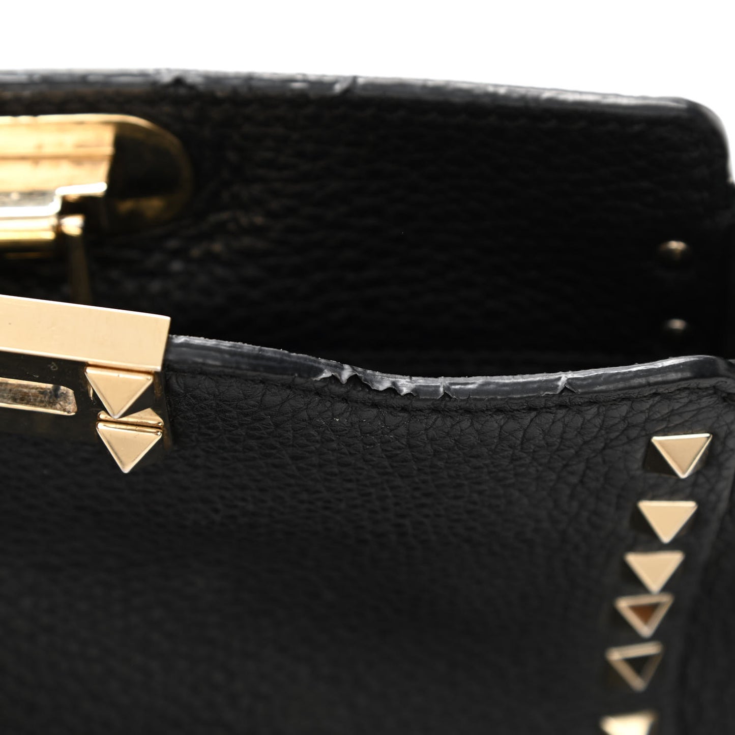 Pebbled Calfskin Mini Rockstud Flip-Lock Messenger Bag Black