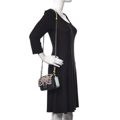 Fendi Vitello Dolce Flowers and Bows Bi-Color Scalloped Micro Double Baguette Blue Notte Fairy Green Multicolor 2 of 9