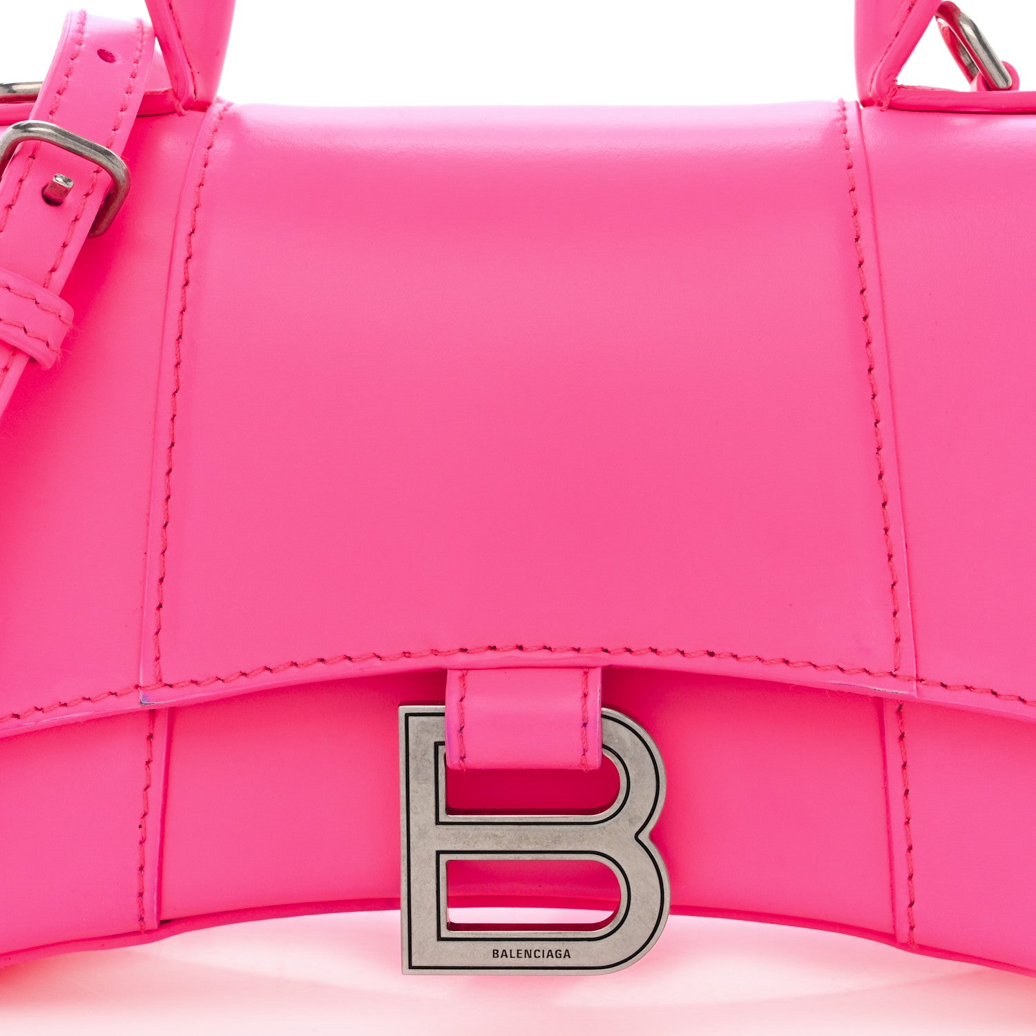 Balenciaga Shiny Box Calfskin Hourglass Top Handle Bag XS Fluo Pink 10 of 16