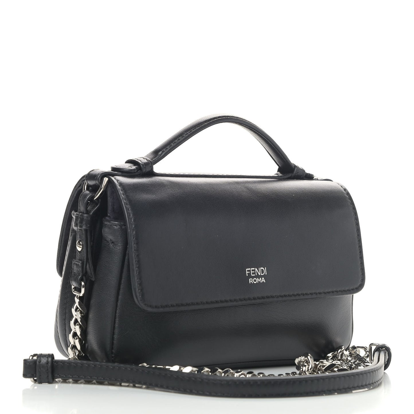 Shiny Nappa Trapuntata Micro Double Baguette Black