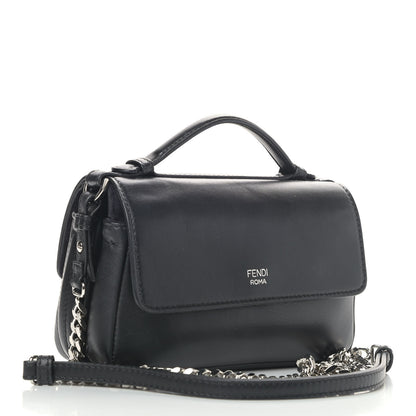 Fendi Shiny Nappa Trapuntata Micro Double Baguette Black 3 of 11