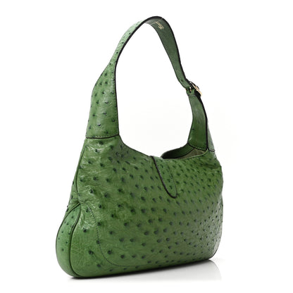 Gucci Ostrich Small Jackie O Hobo Green 3 of 10