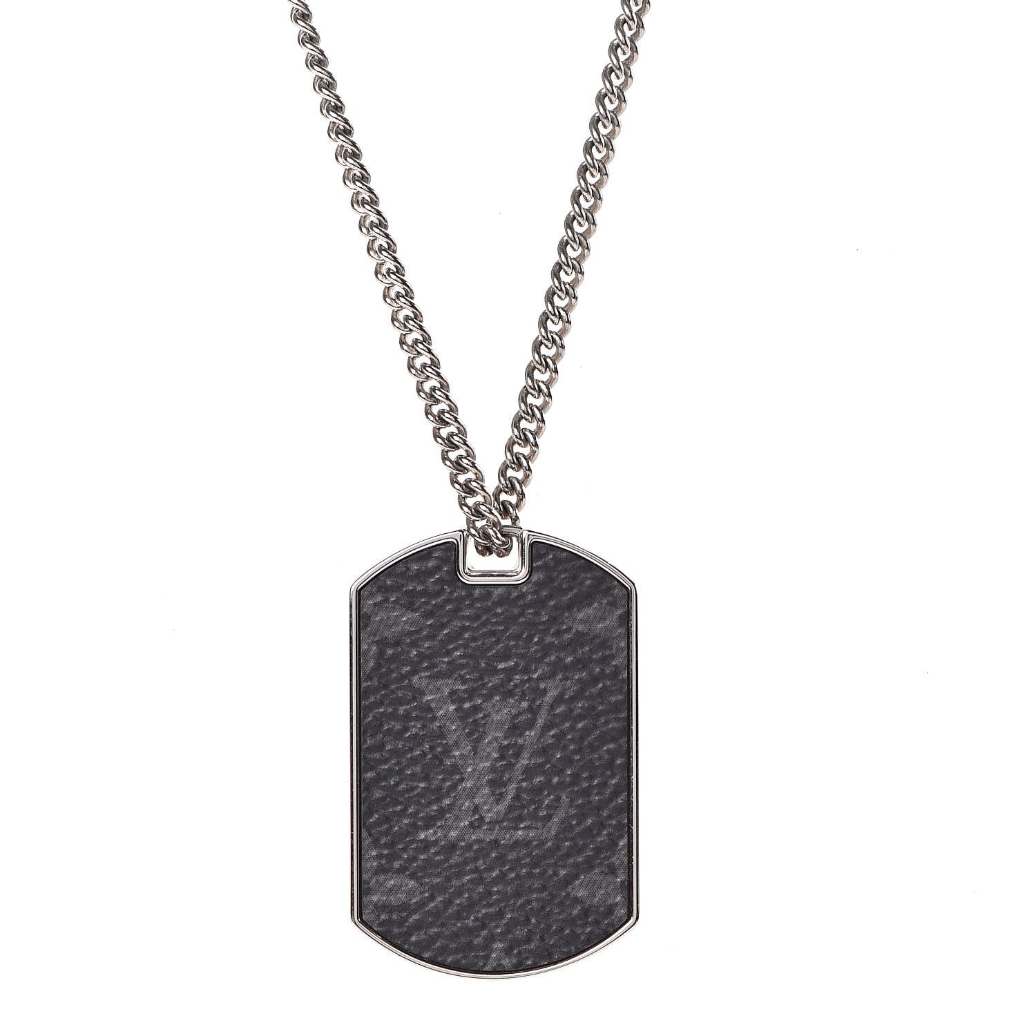 Louis Vuitton Monogram Eclipse Plate Necklace 4 of 10