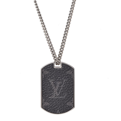 Louis Vuitton Monogram Eclipse Plate Necklace 4 of 10
